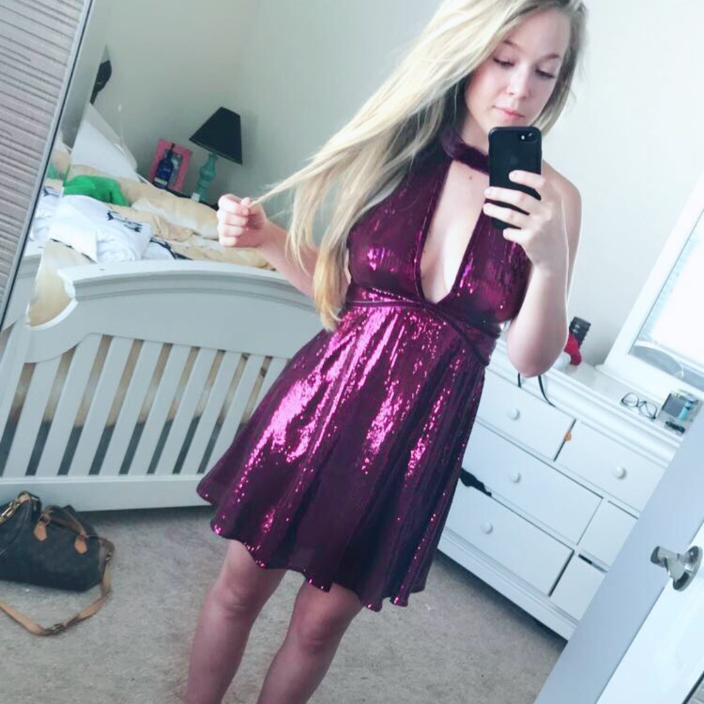 Free People Plum Sequin Party Dress